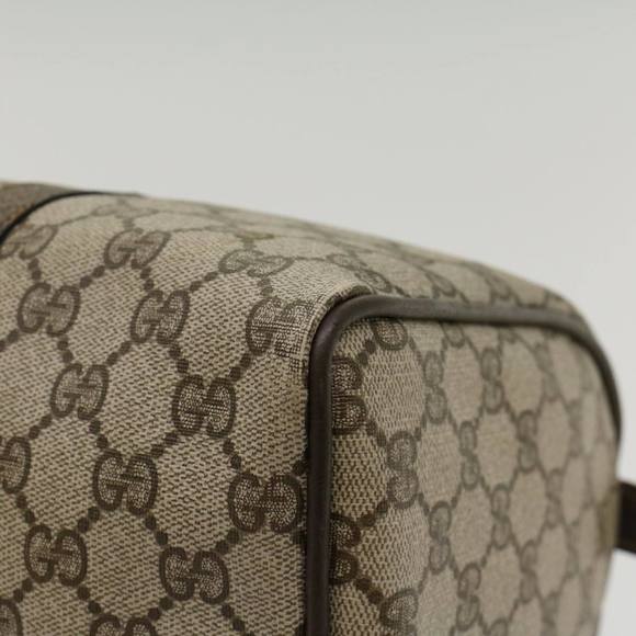 GUCCI GG Canvas Web Sherry Line Boston Bag PVC Leather Beige Green Auth ki3376 - Picture 9 of 16